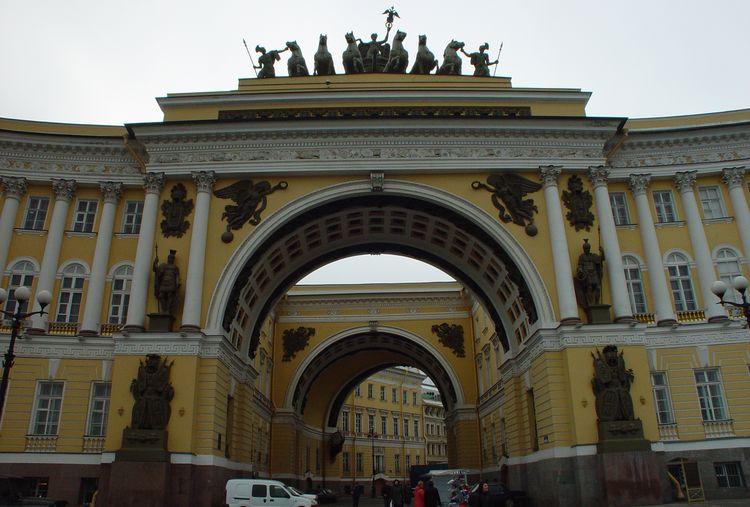 Инструментальная съемка фасадов здания и арки Главного Штаба со стороны Дворцовой площади