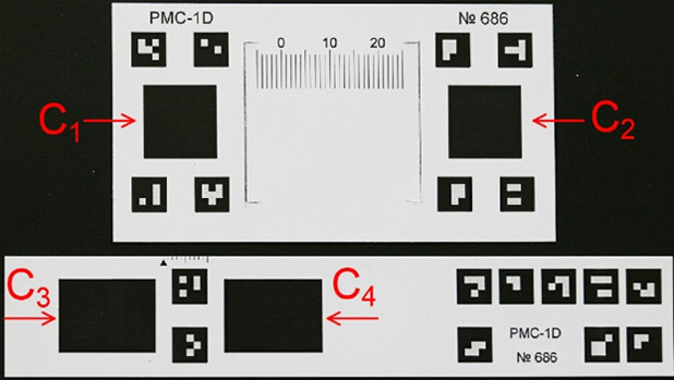 Wide and narrow beacon plates with marking of measuring areas