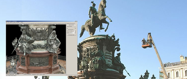Лазерное сканирование монумента Николая I в СПб от Архитектурной Фотограмметрии