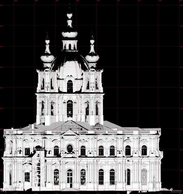 Ортофотоплан Смольного собора по результатам лазерного сканирования