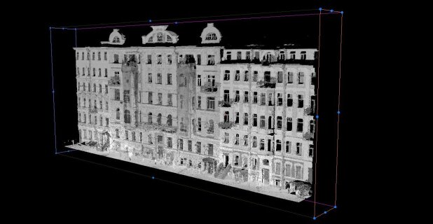 Сканирование фасада здания по 3-ей Советской 9А - 3д облако точек