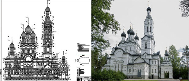 Архитектурные обмеры храмов_Церковь Казанской иконы Божьей Матери в Зеленогорске