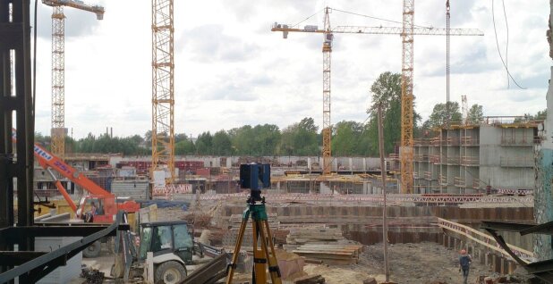 Лазерное сканирование на строительной площадке